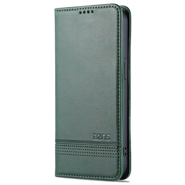 AZNS iPhone 16 Pro Max Plånboksfodral Folio Konstläder - Grön