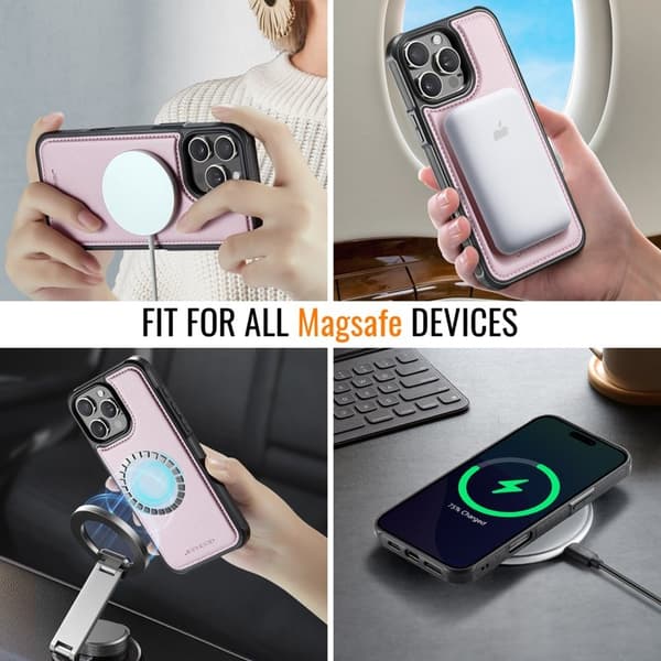 JEEHOOD J06 Mobilskal till iPhone 16 Pro MagSafe RFID Skydd - Rosa