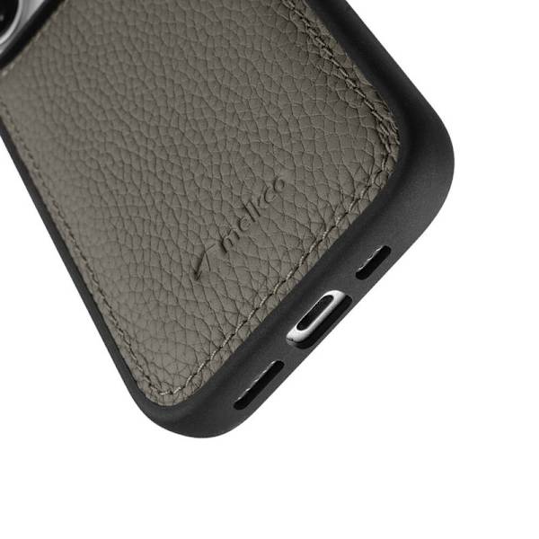 MELKCO Mobilskal till iPhone 16 Pro Max Äkta Läder PC Grå