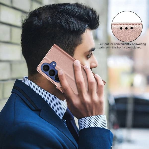 BINFEN Samsung Galaxy S26 Pro Plånboksfodral Konstläder RFID Skydd - Roséguld