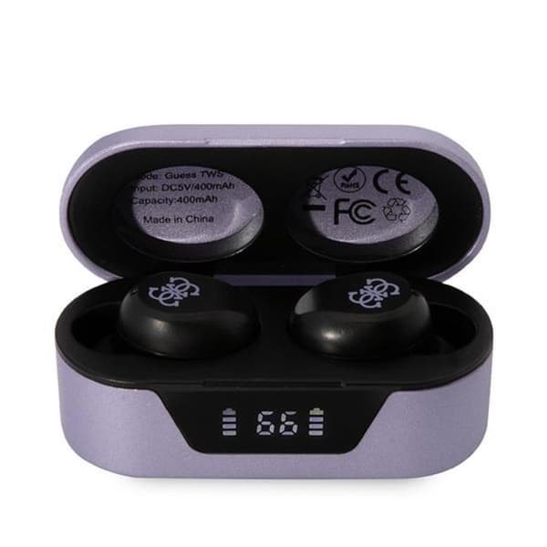 Guess TWS Bluetooth 5.0 Hovedtelefoner + Ladestation - Lilla Lila