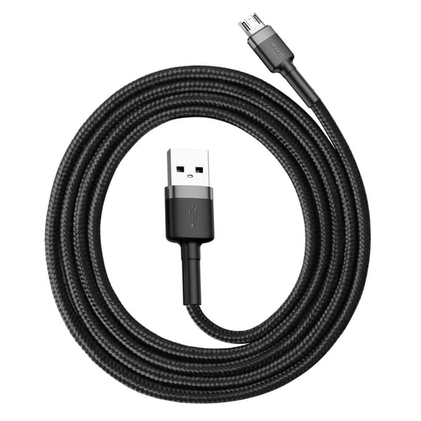 BASEUS Cafule USB-A til microUSB kabel QC3.0 2.4A 1M sort-grå Black