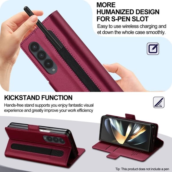LC.IMEEKE L1 Plånboksfodral för Samsung Galaxy Z Fold4 5G - Röd Konstläder