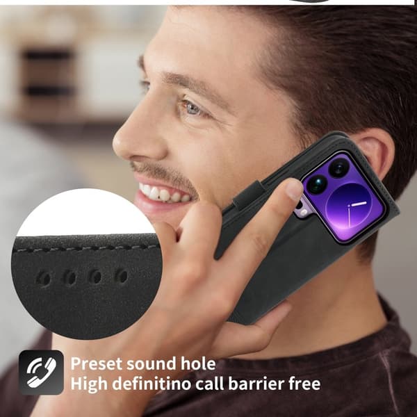 DIERFENG DF-03 Plånboksfodral för Xiaomi 17 Pro Max Konstläder - Svart