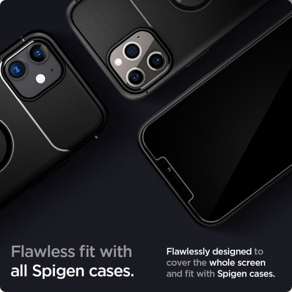 SPIGEN Ez Fit 2-Pack Hærdet Glas Skærmbeskyttelse.Tr iPhone 12 Pro Max Black