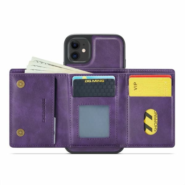 DG.MING M6 Series Mobilskal till iPhone 11 Magnetiskt Plånboksfodral Lila