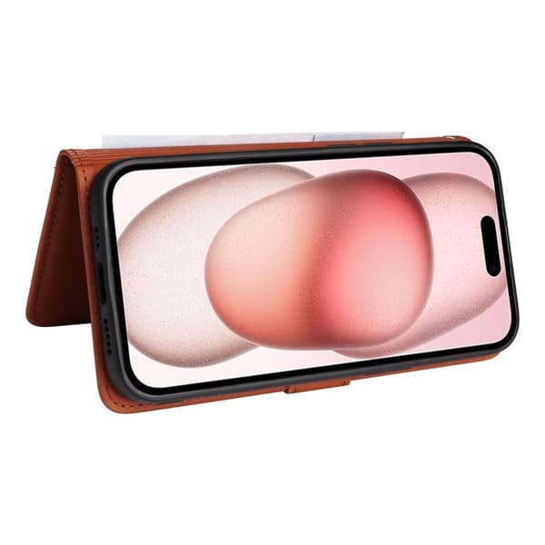 BETOPNICE iPhone 15 Plånboksfodral Magnetiskt Avtagbart Konstläder - Brun