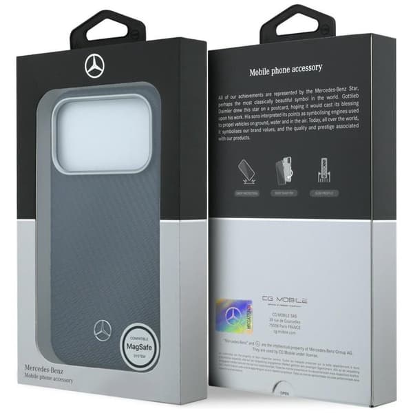 Mercedes Mobilskal för iPhone 17 Pro Max MagSafe Läder Wood Effect - Marinblå