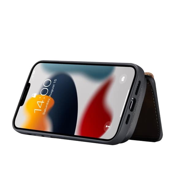 JEEHOOD Kickstand 2-in-1 Hybrid Konstläder Plånboksfodral iPhone 13 mini - Röd