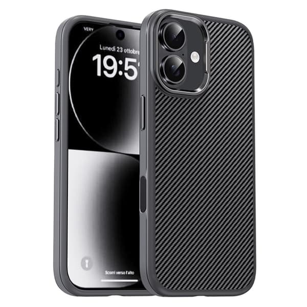 IPAKY Mobilskal till iPhone 17 Carbon Fiber - Grå Grå