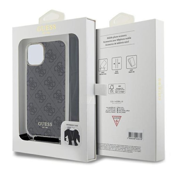 Guess iPhone 15/14/13 Mobilskal Crossbody Cord Print - Svart Svart