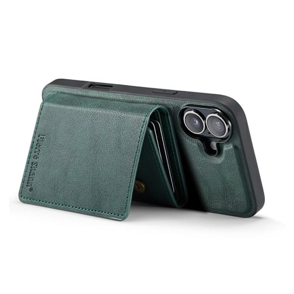 FIERRE SHANN FS030 iPhone 17 Plånboksfodral Tri-Fold Konstläder - Grön