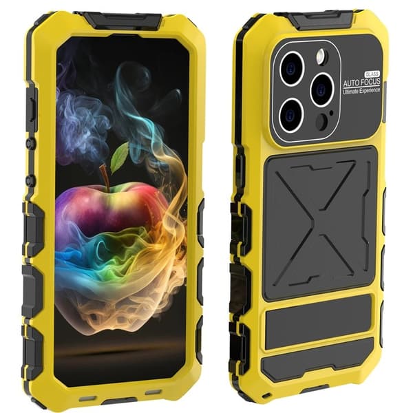 R-JUST Mobilskal till iPhone 15 Pro Fall Proof Silikon+Metal Gul