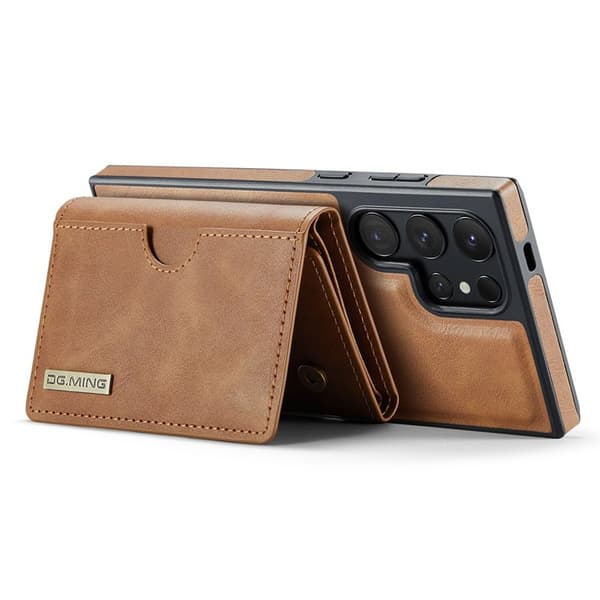 DG.MING M6 Series Konstläder Plånboksfodral för Samsung Galaxy S25 Ultra - Brun