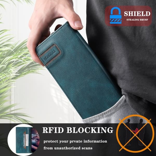 TTUDRCH Samsung Galaxy S26 Plus Plånboksfodral Konstläder RFID Skydd - Grön