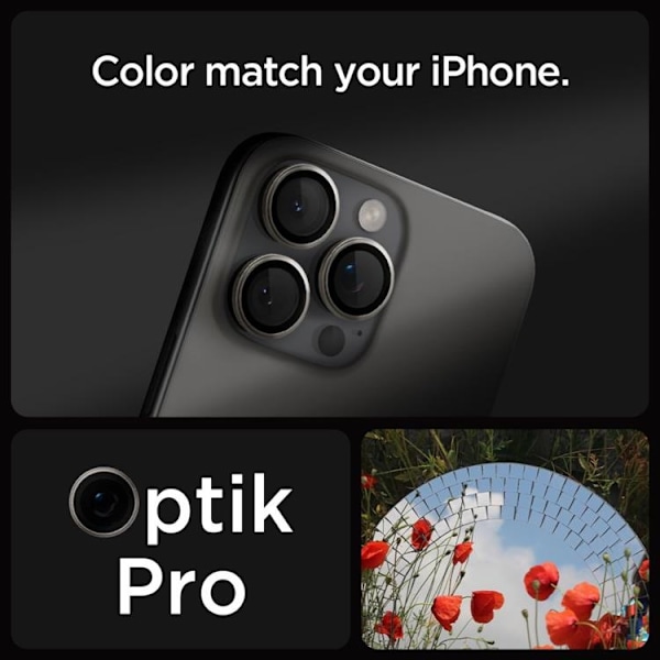 [2-PACK] Spigen iPhone 15 Pro/15 Pro Max Kameralinsskydd i Härdat Glas Svart