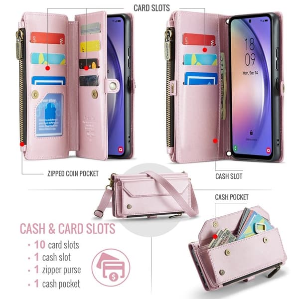 CASEME Plånboksfodral Konstläder för Samsung Galaxy A54 5G - Rosa