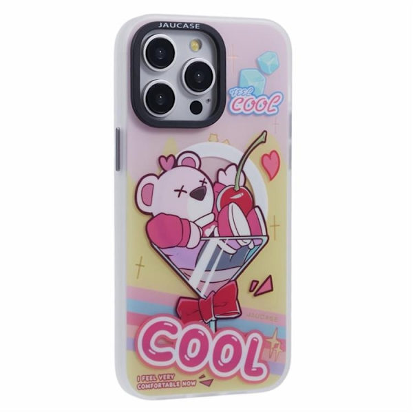 JAUCASE Mobilskal till iPhone 15 Pro Max MagSafe - Cool Bear Rosa