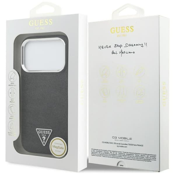 Guess Mobilskal till iPhone 17 Pro MagSafe Glitter Triangle Logo - Svart Svart