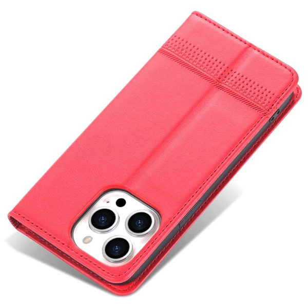 AZNS iPhone 15 Pro Plånboksfodral i Konstläder - Full skydd - Röd