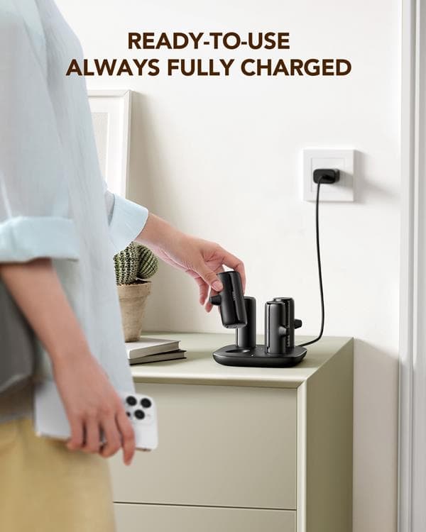 VEGER Powerbank 4 x 5000mAh Pogo Sæt - Sort Svart