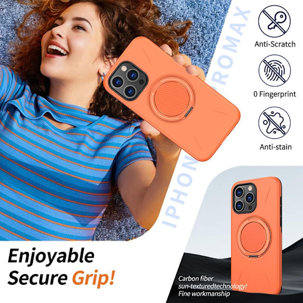 Mobilskal till iPhone 14 Pro Max MagSafe Rotating Kickstand TPU + PC Orange