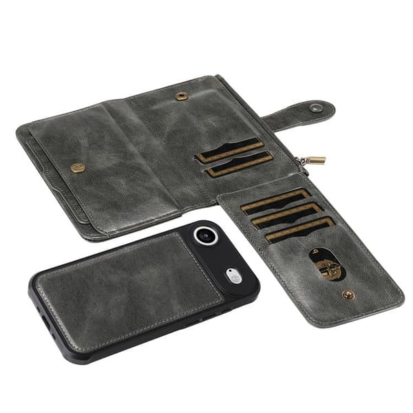 iPhone Air Konstläder Plånboksfodral Detachable Zipper - Grön Grön