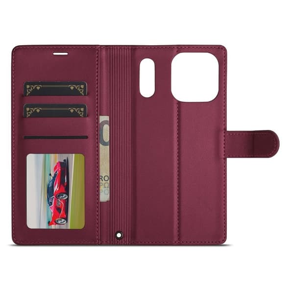 LC.IMEEKE L2 Series iPhone 17 Pro Plånboksfodral Konstläder - Röd