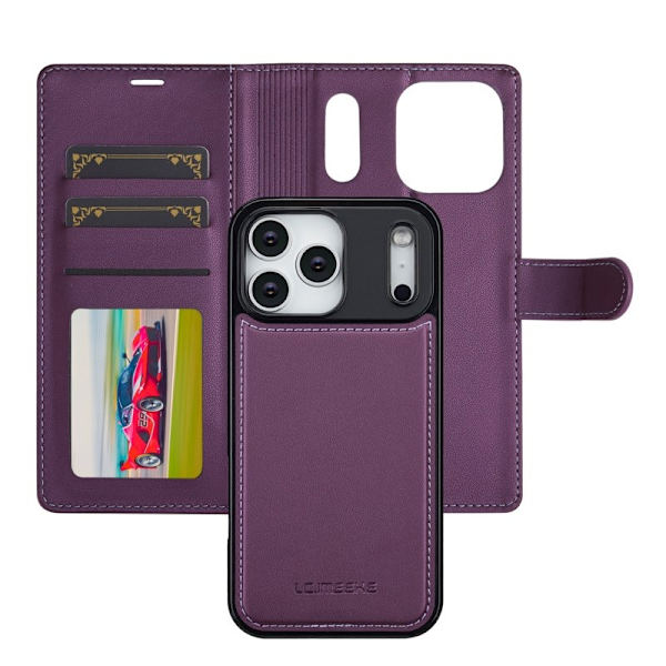 LC.IMEEKE L2 Series iPhone 17 Pro Max Plånboksfodral Konstläder - Lila