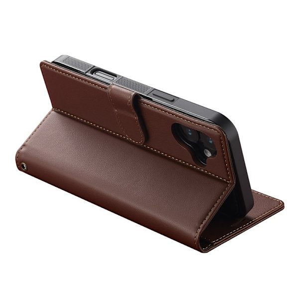 LC.IMEEKE L2 Series iPhone 16 Plus Plånboksfodral Konstläder - Brun