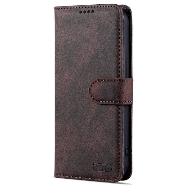 AZNS iPhone 13 Pro Plånboksfodral Konstläder - Ställfunktion - Brun