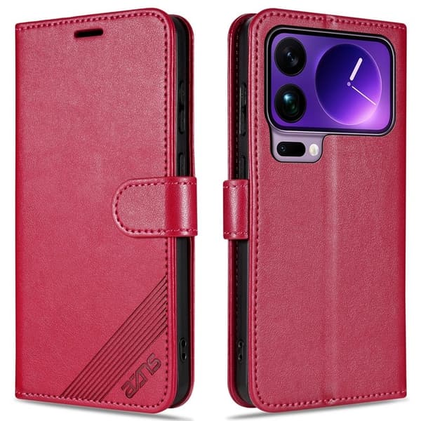 AZNS Xiaomi 17 Pro Max Plånboksfodral Anti-Scratch Konstläder - Röd
