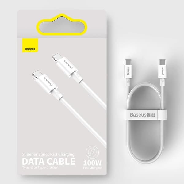 Baseus Superior USB-C till USB-C kabel 100W 5A 20V 1m - Vit White
