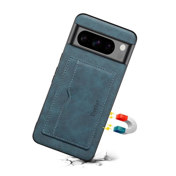 DENIOR Google Pixel 8 Pro Fodral Konstläder Ställ - Blå