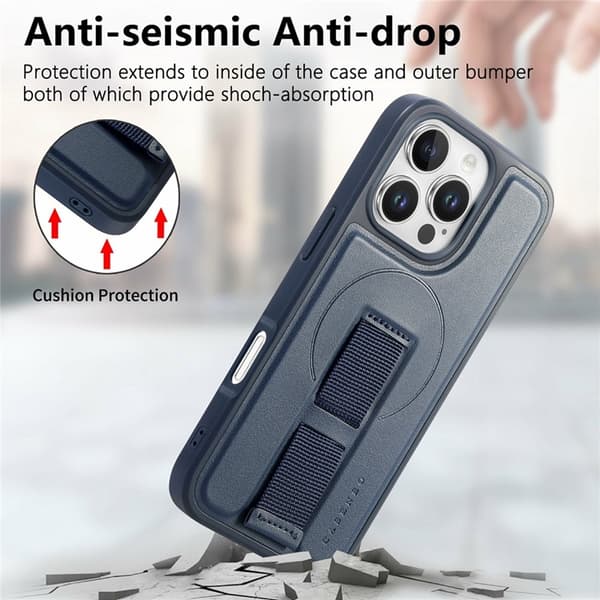 CASENEO Mobilskal till iPhone 16 Pro Max MagSafe med Handrem - Blå Blå