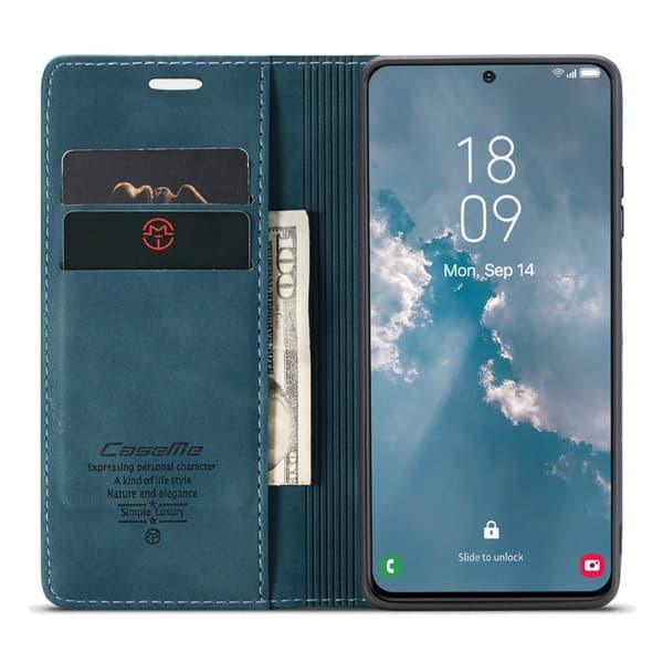 CASEME 013 Series Samsung Galaxy S23+ Plånboksfodral Konstläder Blå