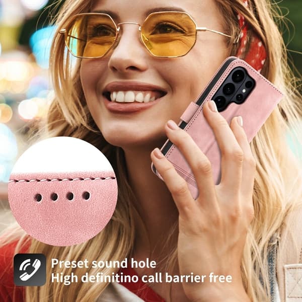 DIERFENG Samsung Galaxy S26 Ultra Plånboksfodral Konstläder - Rosa