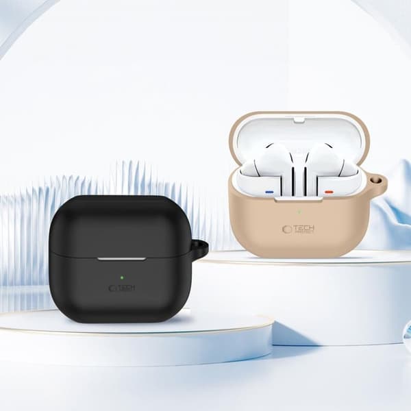 Tech-Protect Galaxy Buds 3/3 Pro Cover silikone krog - Cafe Latte Beige