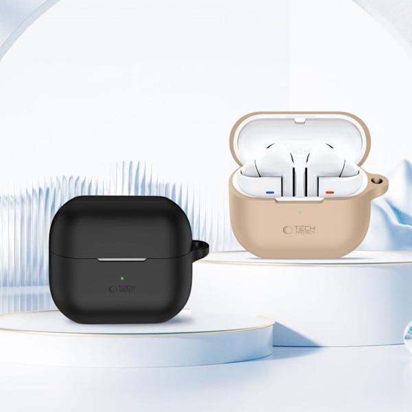 Tech-Protect Galaxy Buds 3/3 Pro Skal Silikon Hook - Cafe Latte Beige