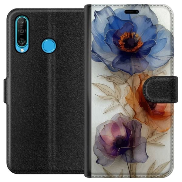 Plånboksfodral till Huawei P30 lite med Silkesblommor