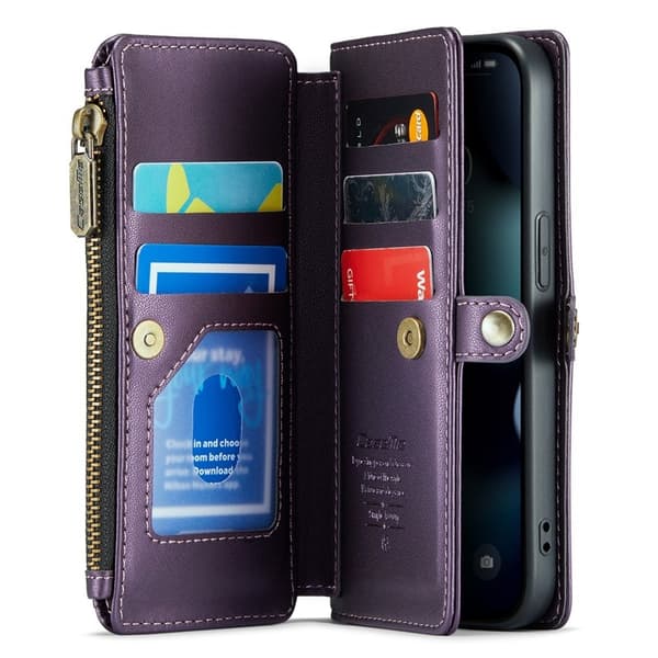 CASEME Plånboksfodral Konstläder för iPhone 13 mini med kortfack - Lila