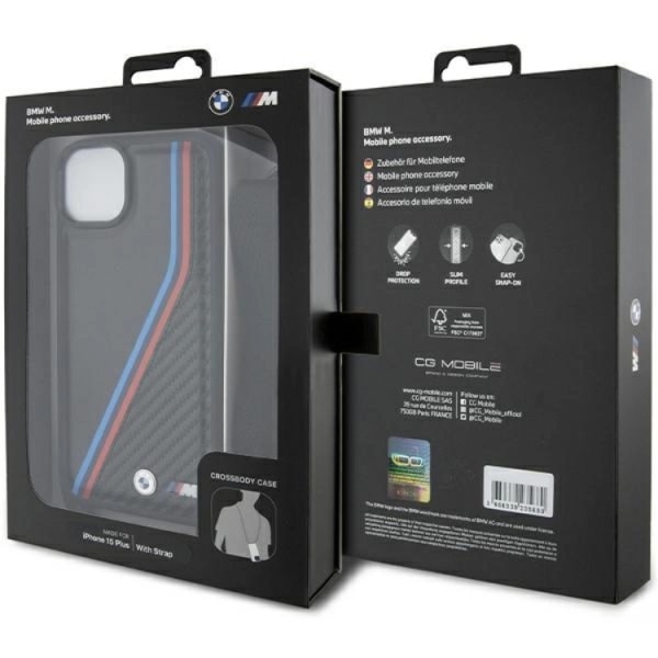 BMW iPhone 15/14 Plus kaulasuoja M Edition Carbon Tricolor