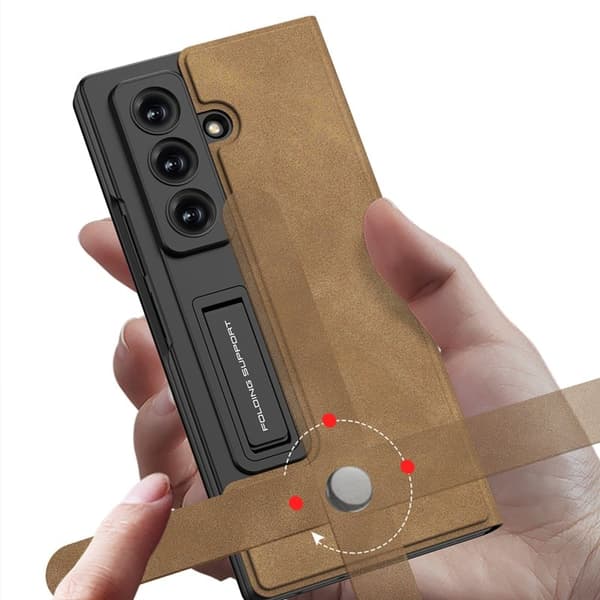 GKK Samsung Galaxy Z Fold7 Konstläder Plånboksfodral Matte PU + PC - Grå