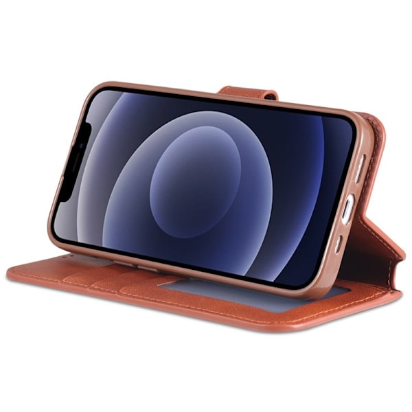 AZNS iPhone 13 Plånboksfodral Konstläder - Brun