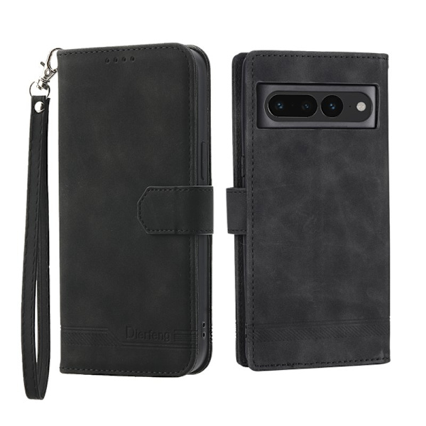 DIERFENG DF-03 Plånboksfodral för Google Pixel 7 Pro - Konstläder - Svart