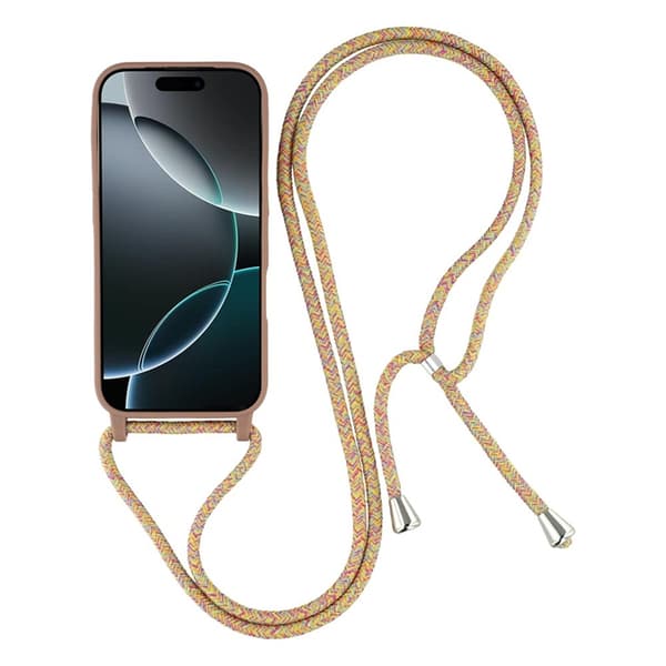 Mobilskal till iPhone 17 Pro TPU Shockproof med Lanyard - Brun Brun