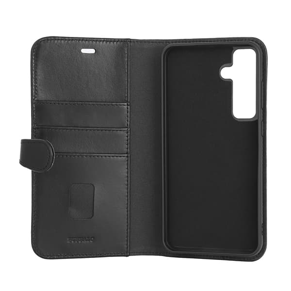 BUFFALO Galaxy S24 FE Plånboksfodral Äkta Läder 2-i-1 - Svart Black