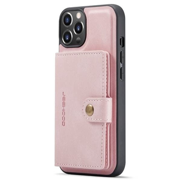 JEEHOOD iPhone 14 Plus Plånboksfodral 2-i-1 Konstläder TPU Roséguld