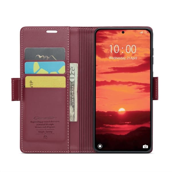 CASEME Xiaomi 14T Pro Plånboksfodral Konstläder RFID-Skydd Röd
