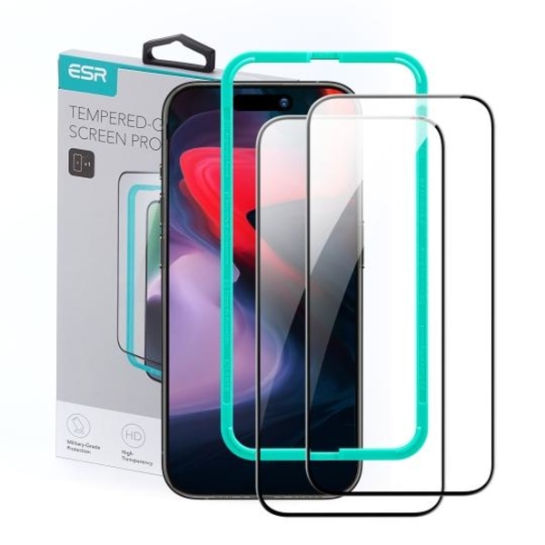 [2-Pack] ESR iPhone 15 Pro Max Härdat Glas Skärmskydd